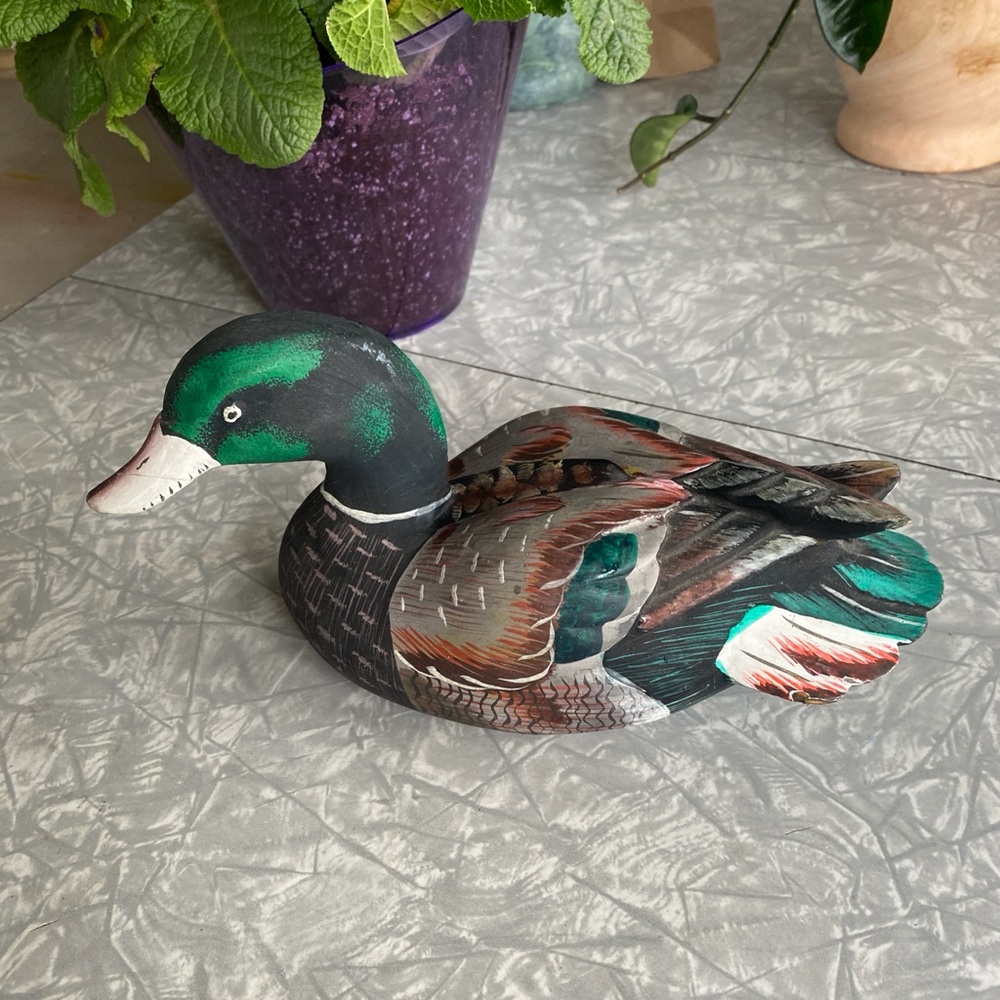 Handcrafted Soft Wood Duck Figurine